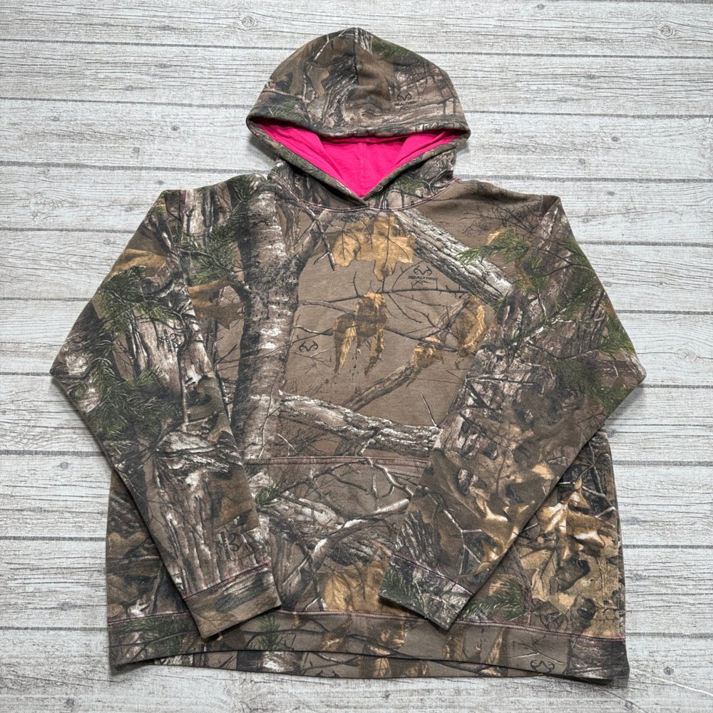 Realtree Xtra Hoodie Women's XL Brown Camo Fleece Lined Hunting Pullover
